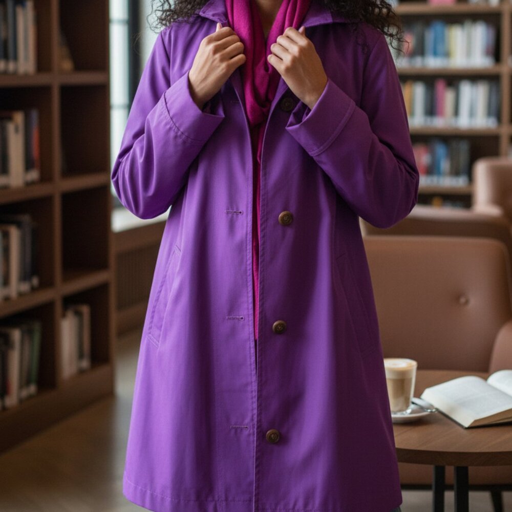 VTG 80s 90s Towne London Fog Purple Trench Coat 12 / L